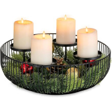 Sziqiqi Moderne Metal Adventskrans, Sort, 30 cm Rund Ramme