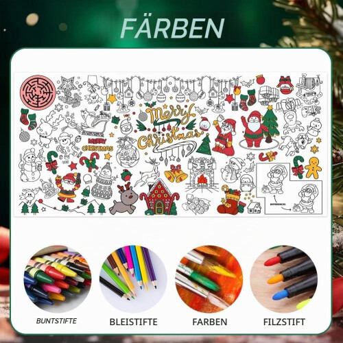 2 manteles navideños para colorear, 183 x 86 cm 2
