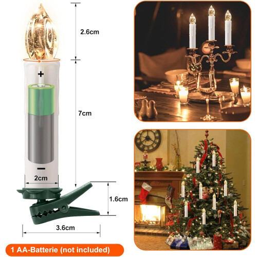 12-piece Christmas tree decoration set with candles, timer & remote control 2