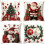 Linnen kerstkussensloop, 45x45 cm, set van 4, rode kerstkussensloop 1