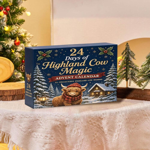 24ήμερο τρισδιάστατο ημερολόγιο Advent με μαγεία αγελάδων Highland για τα 1
