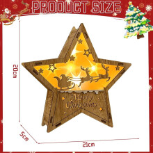 Fa karácsonyi csillag dekoráció, 20 cm-es LED-es karácsonyi égő, díszcsillag