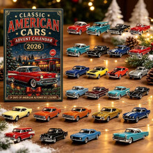 24 dagar med klassiska amerikanska bilar adventskalender, 2D akrylnedräkning till