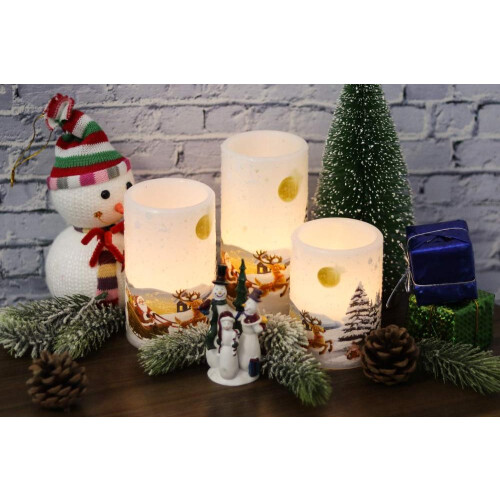 Eldnacele LED Kerzen mit Timerfunktion, Weihnachtsmann-Motiv, 3er Set 1