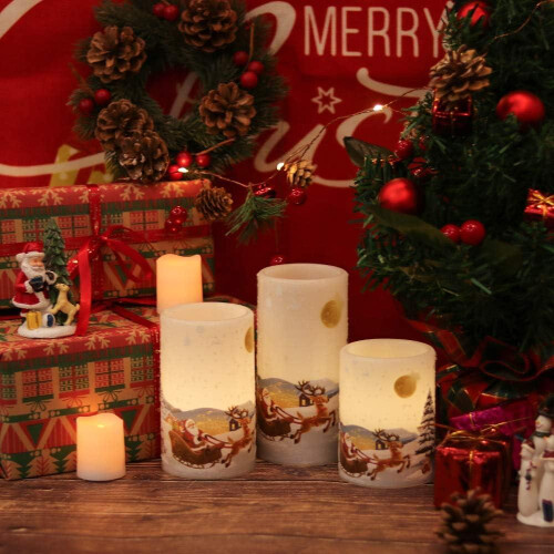 Eldnacele LED Kerzen mit Timerfunktion, Weihnachtsmann-Motiv, 3er Set 2