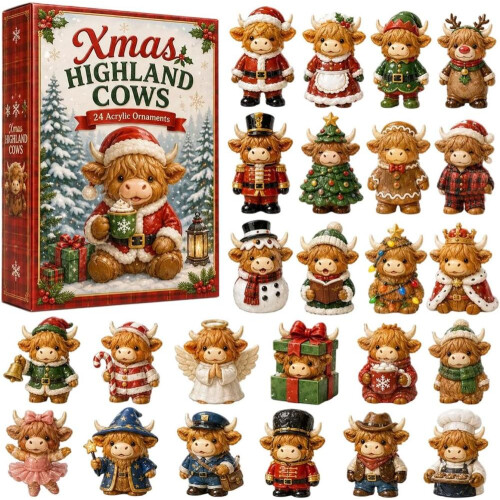 Ημερολόγιο Advent Highland Cow 2026, 24ήμερο 3D Χριστουγεννιάτικο Ημερολόγιο C