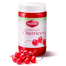 Haddar Red Maraschino Cherries with Stems, 430g | Old Fashioned Cocktail Cherries | Sweet & Vibrant Cherries for Dessert Garnish, Baking, Drinks