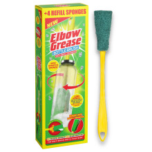 Elbow Grease Bottle Brush Handle & Sponge With 4 Refill Sponges