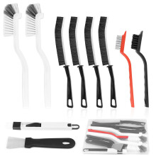 T Outdoors Crevice Cleaning Brush Set, 10 Pcs Hard Bristle Grout Brush with Integrated Cleaning Scraper, Multifunctional Gap Cleaning Tool for Tile J
