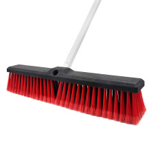 17.7”Yard Brush Outdoor Garden Broom Stiff Sweeping Brush Indoor Push Broom Long Handle Stainless Steel Outdoor Brush Heavy Duty for Factory Warehou