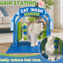 Cat Car Wash Toy, the Cat Wash Scratcher, Cat Wash Grooming Station, Self Grooming Arch with Soft Brushes Helps Cats