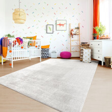 TT Home Tapete para Quarto Infantil de Jogo, Lavável, Cinzento, 200 cm Quadrado