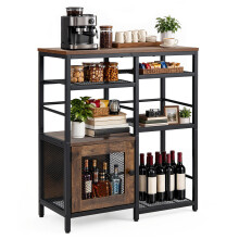 Industrial Coffee Bar Table Station with Cabinet Buffet Sideboard
