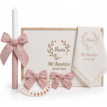 Nenel, conjunto de luxo para batismo personalizado, bambu, rosa