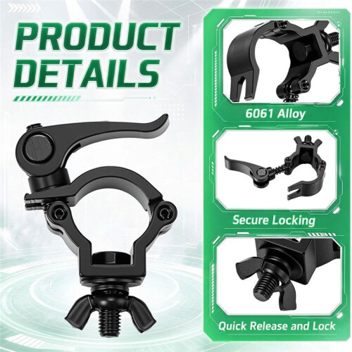4 Pcs Quick Release Stage Lighting Clamps,Heavy Duty Aluminum Truss Clamp Hook, Light Mount Lock Fits 32-35mm 2