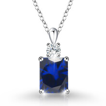 (【September】 Deep Blue Diamond, Rose gold) Women's S925 Sterling Silver Square 12 Birthstone Pendant Necklace, Minimalist Fashion Clavicle Chain