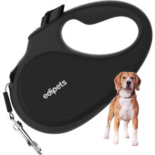 Edipets, Trela Retrátil para Cão, 5 Metros, 360º sem Enrolar, Nylon, Preto, para Cães até 50 Kg