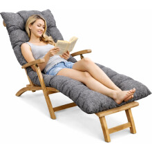 Bananair, almofada para espreguiçadeira de jardim, 185x60x15 cm, cinzento, tecido macio com fixação fácil