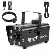 Katomi 500W Smoke Machine with 13 Colour RGB Effect, 8 LED Lights, Mini Fog Machine with 3-Metre Wired Remote and Two Wireless Controllers for DJ
