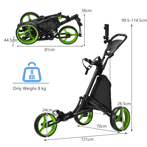 Costway 3 Wheel Golf Push Pull Cart 2