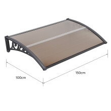 Auvent de porte arqué, marquise d'entrée en polycarbonate et aluminium, protection pluie et UV, marron, 100 150 cm