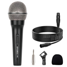 STABCL Professional XLR Microphone Wired Set, Metal Vocal Dynamic Microphone with 13FT XLR Male to XLR Female Cable, Mic with Switch Set. Corded Micr
