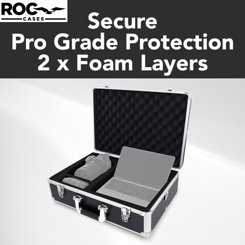 ROC Cases 0304 Flight Case 47.5x32.5x17cm, Fixed Lid, High Density Foam 1