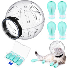 LEIFIDE Bozal de Gato para Banho, Capuz Ajustável com Protetores de Patas, Silicone, Tamanho Médio