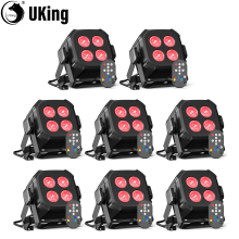 U'King set van 8 vierkante LED Par-lampen, 4x8W RGB, met afstandsbediening en DMX-besturing voor feesten en evenementen