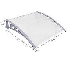 Overkapping voor veranda en terras, polycarbonaat en aluminium, grijs, 100 150cm