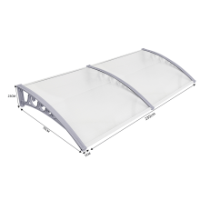 Auvent de porte arqué en polycarbonate, Gris, 240cm, protection pluie et UV pour entrée