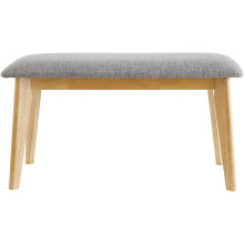Miliboo ELION, banco de estilo escandinavo, tecido cinzento claro e madeira clara, 92 cm