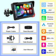 Srnubi Écran 7 Pouces pour Moto, Tableau de Bord Numérique Portable, CarPlay et Android Auto Sans Fil, GPS avec TPMS