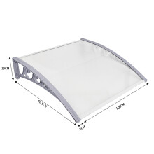 Overkapping, luifel van polycarbonaat en aluminium, voor deur en raam, grijs, 60x100cm