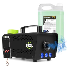 Fuzzix F503L Party Fog Machine with RGB LED Lights, Wireless Remote & 5L Eco Green Smoke Fluid – Small Disco Fogger for Parties, DJs & Halloween Eve