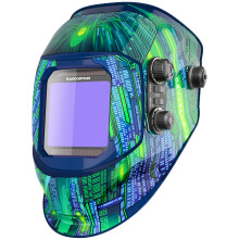 ARCCAPTAIN Masque de soudure, Filtre auto-obscurcissant 4 capteurs, Écran large True Color, Protection UV/IR