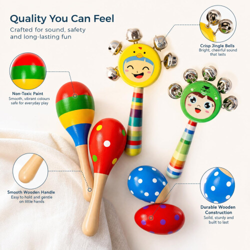 Maracas, 6Pcs Colourful Percussion Instruments Set 2