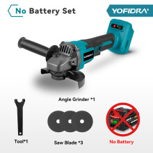 YOFIDRA hoekslijpmachine 125mm, borstelloos, 3 versnellingen, draadloos, voor 21V accu, zonder accu