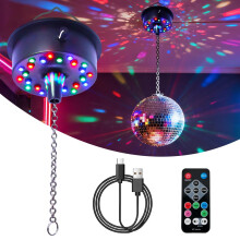 HOVCEH Mirror Ball Motor, Disco Ball Motor, Rotating Disco Ball Motorwith Remote Control & 30 LED Lights, Mirror Ball Spinner for DJ Party Weddings C
