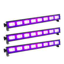 BeamZ BUV93 UV Light Bar Set Package, 3 Units with 8X 3W UV LEDs Each, Wide-Angle Blacklight Bars, Plug & Play UV Disco Lighting for Parties, Clubs,