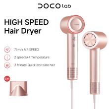 DOCO LAB Sèche-cheveux haute vitesse, Rose, 110 000 tr/min, ions négatifs, silencieux et portable