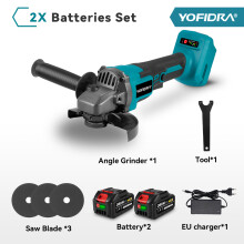 YOFIDRA, hoekslijpmachine, 125 mm, 3 versnellingen, draadloos, 21V, voor houtbewerking