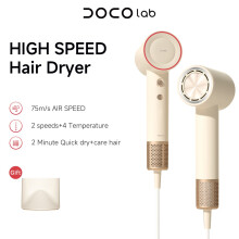 DOCO LAB Sèche-cheveux haute vitesse, 110 000 tr/min, ions négatifs, Blanc