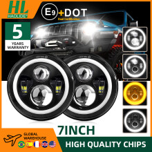 HAOLIDE LED koplamp 7 inch, H4, met halo ring en DRL, IP68 waterdicht voor offroad 4x4 en motorfiets