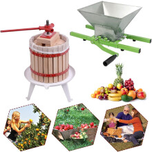 Aufun Prensa de Frutas e Vinho 30L e Molino 7L, Madeira de Carvalho e Aço Inoxidável