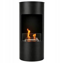 EstiloHome Ethanol Kamin OSLO Schwarz 95 cm – zylindrischer Standkamin mit 1,5 L Brenner, Bioethanol Kamin ohne Schornstein