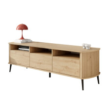 EstiloHome TV-Lowboard MIKADO 150 cm Eiche Artisan mit Rillenfront – TV-Schrank mit 3 Türen und Ablagen für Wohnzimmer