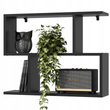 EstiloHome Wandregal VELA 70 x 55 cm Schwarz – Bücherregal zum Aufhängen, 18 mm Platten, bis 10 kg