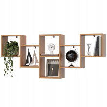 EstiloHome Wandregal NOVA 160 x 66 cm Erle – Hängeregal für Bücher und Deko, 18 mm Platten, bis 20 kg