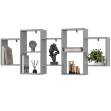 EstiloHome Wandregal ZENDA 160 x 65 cm Grau – Hängeregal für Bücher und Deko, 18 mm Platten, bis 20 kg
